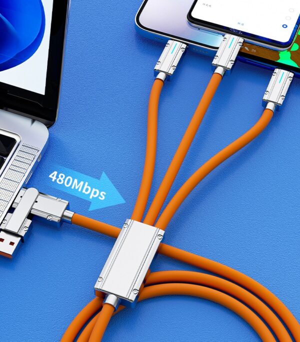 Type C charger Two-to-three Data Cable | Super Quick Charge | 6a Charging | Goldensun - Image 6