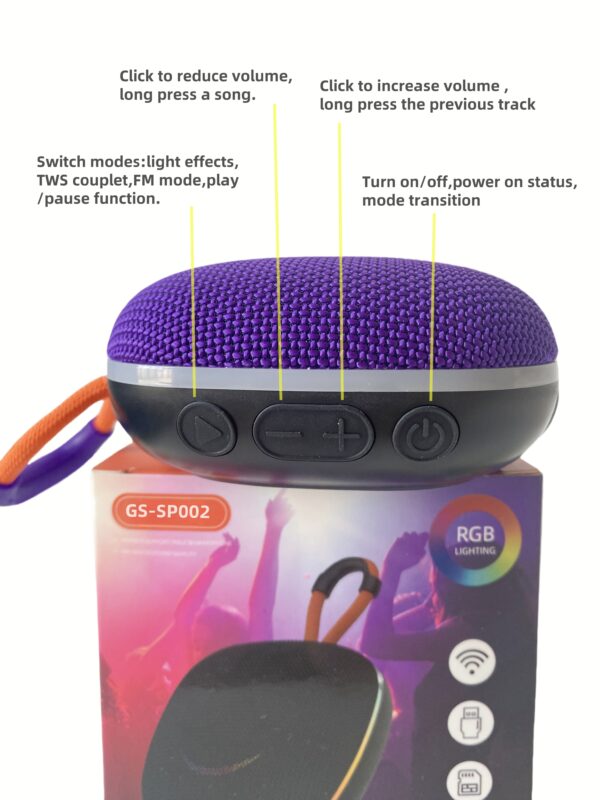 RGB LED Colorful Light Wireless Portable Mini BT Speaker | Radio Active Speakers | Goldensun - Image 5