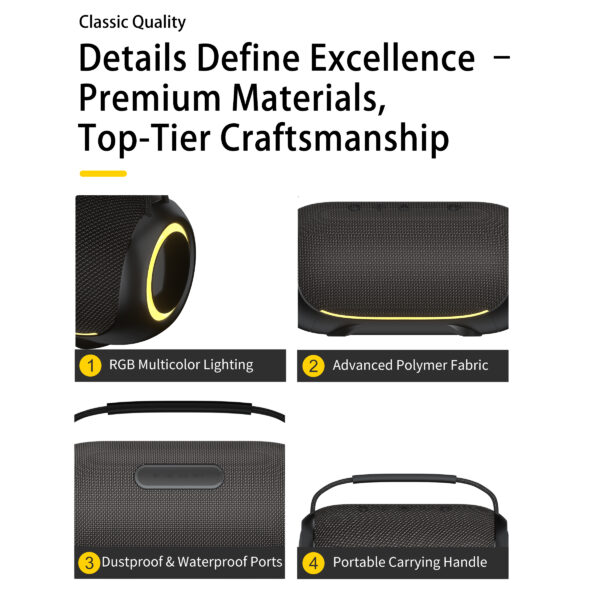 Portable outdoor speaker IPX5 TWS Stereo sound| GS-SP058 | Goldensun - Image 4