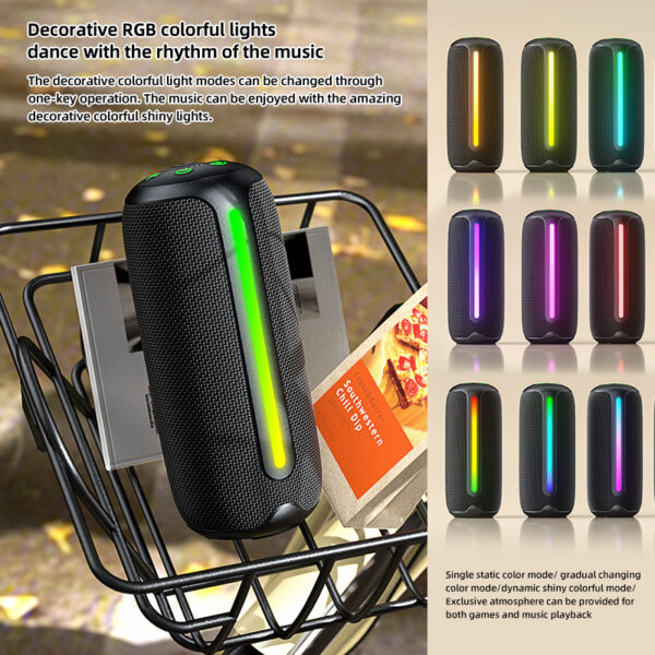 High-end plastic-shell fabric speaker RGB lights built-in microphone & MP3|Goldensun - Image 3