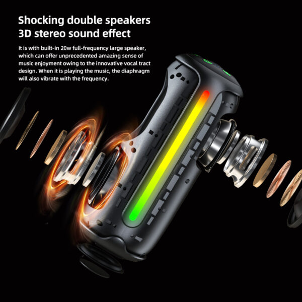 High-end plastic-shell fabric speaker RGB lights built-in microphone & MP3|Goldensun - Image 4